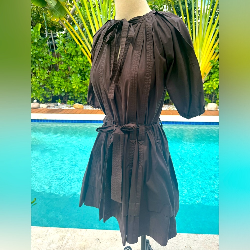 Ulla Johnson style cotton poplin above the knee dress